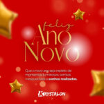 Mensagem de agradecimento da Krystalon pelo ano de 2025, celebrando parcerias, confiança e compromisso com a qualidade.